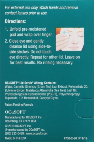 OCuSOFT® Lid Scrub Allergy Eyelid Cleanser Pads Perspective: left