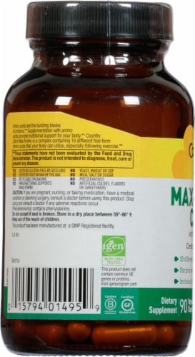 Country Life® Max-Amino with Vitamin B6 Vegetarian Capsules Perspective: left