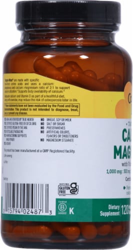 Country Life® Calcium Magnesium Vitamin D Complex Vegetarian Capsules Perspective: left