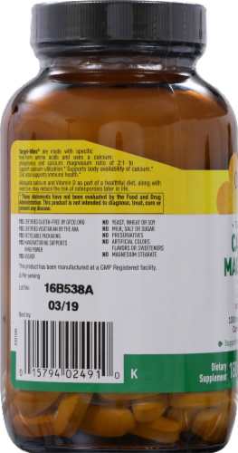 Country Life Calcium 1000 mg Magnesium 500 mg & Zinc 25 mg with Vitamin D Thin Tablets Perspective: left