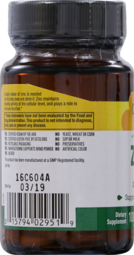 Country Life Chelated Zinc 50 mg Tablets Perspective: left