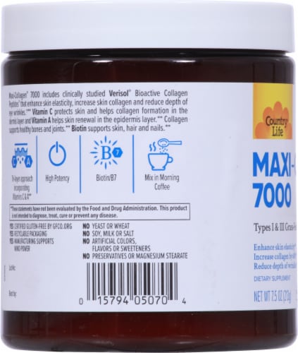Country Life® Maxi-Collagen 7000 Types I & III Grass-Fed Collagen Perspective: left