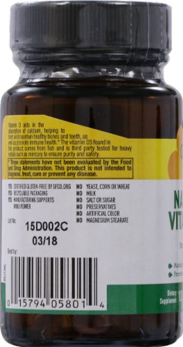 Country Life Natural Vitamin D3 Softgels 400 IU 100 Count Perspective: left