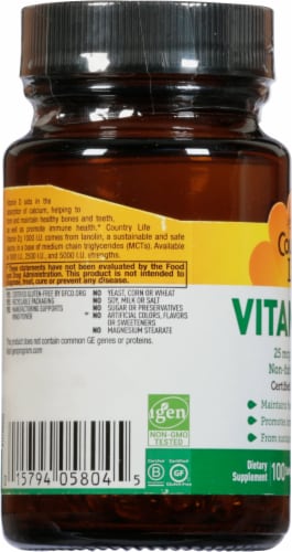 Country Life Vitamin D3 Softgels 1000 IU Perspective: left
