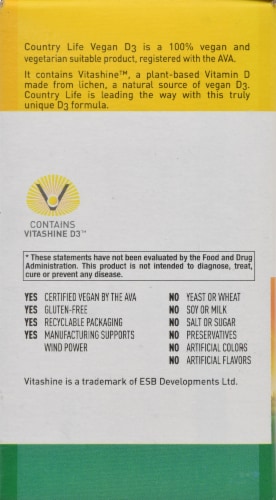 Country Life Vegan D3 Softgels 5000 IU 60 Count Perspective: left