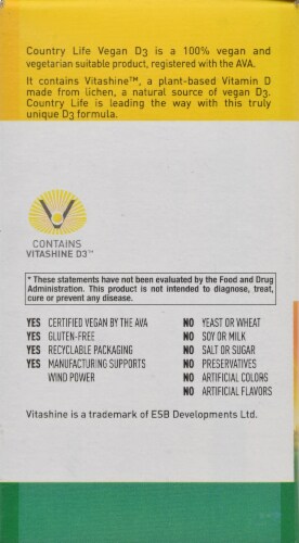Country Life Vegan D3 Softgels 5000 IU 60 Count Perspective: left