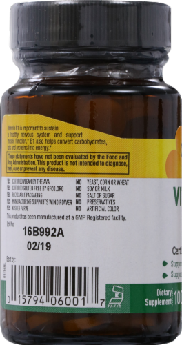 Country Life Vitamin B1 Tablets 100mg 100 Count Perspective: left