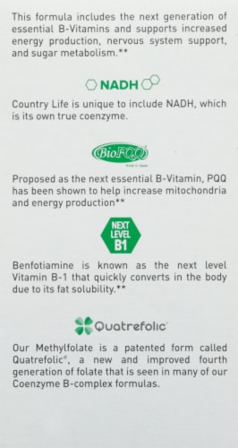 Country Life Advanced Coenzyme B-Complex Vegetarian Capsules 120 Count Perspective: left