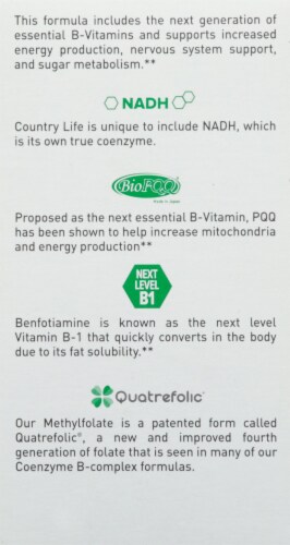 Country Life Advanced Coenzyme B-Complex Vegetarian Capsules 120 Count Perspective: left