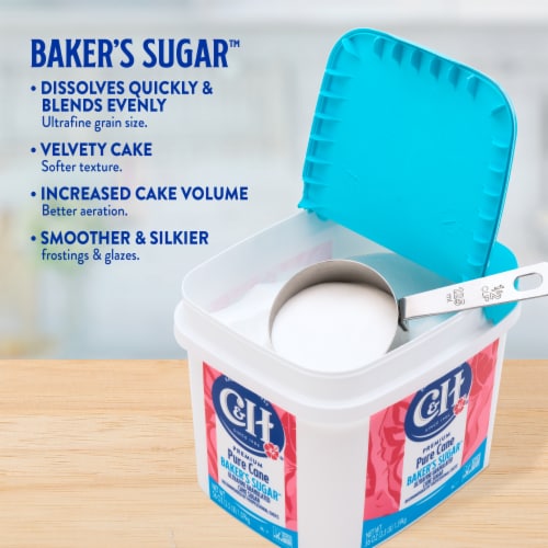 C&H Pure Cane Ultrafine Granulated Baker's Sugar Tub Perspective: left