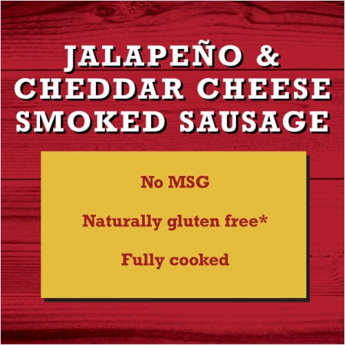 Jalapeño and Cheddar Smoked Sausage Perspective: left