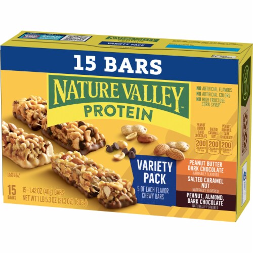 Nature Valley Variety Pack Chewy Protein Granola Bars Lunch Box Snacks Perspective: left