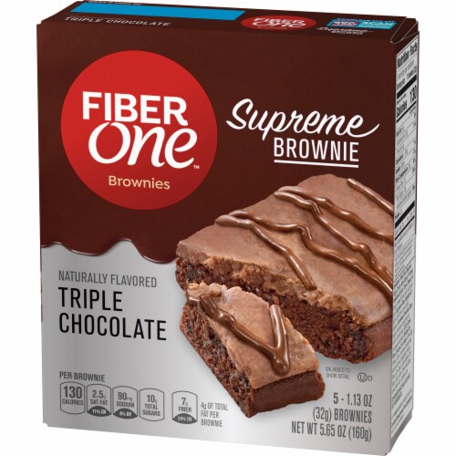 Fiber One Supreme Brownies Triple Chocolate Snack Bars Perspective: left