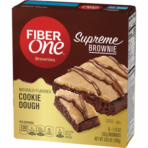 Fiber One Cookie Dough Supreme Brownies Low Calorie Snack Bars Perspective: left