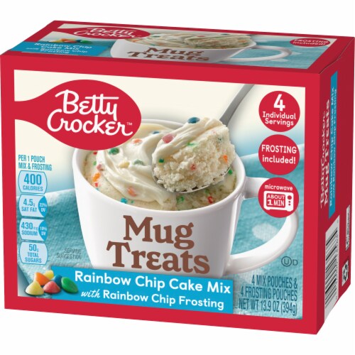 Betty Crocker™ Rainbow Chip Cake with Rainbow Chip Frosting Mug Treats Perspective: left