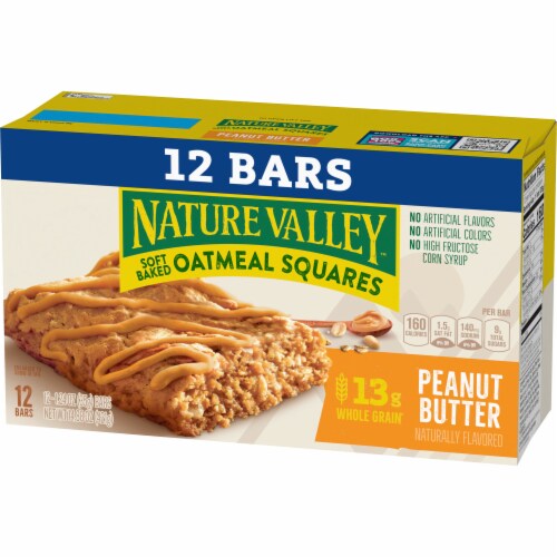 Nature Valley Soft Baked Oatmeal Squares Peanut Butter Snack Bars Perspective: left