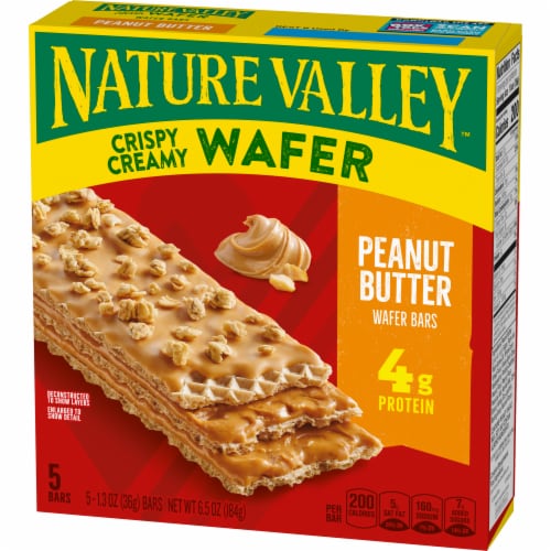 Nature Valley Crispy Creamy Wafer Peanut Butter Snack Bars Perspective: left