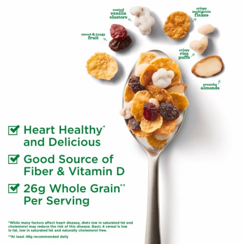 Basic 4 Heart Healthy with Fiber and Whole Grain Fruit and Nut Cereal Perspective: left