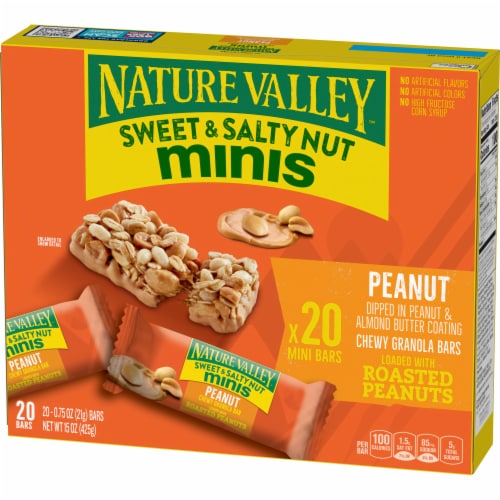 Nature Valley Whole Grain Peanut Sweet and Salty Nut Chewy Mini Granola Bars Snacks Perspective: left