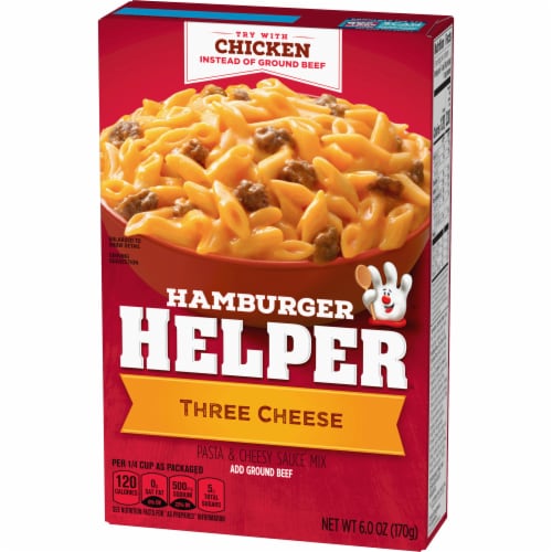 Hamburger Helper™ Three Cheese Pasta & Cheesy Sauce Mix Perspective: left