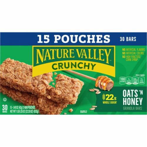 Nature Valley Whole Grain Oats 'n Honey Crunchy Granola Bars Bulk Lunch Box  Snacks, 15 ct / 1.49 oz - Food 4 Less