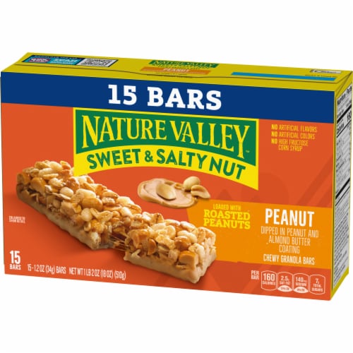 Nature Valley Whole Grain Peanut Sweet and Salty Nut Chewy Granola Bars Snacks Perspective: left