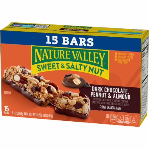 Nature Valley Sweet and Salty Dark Chocolate Peanut Almond Nut Bars Perspective: left