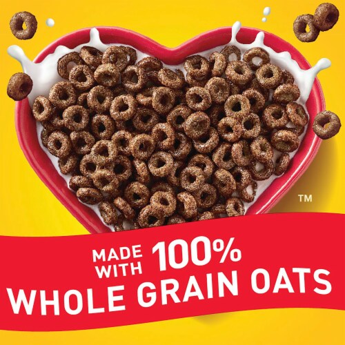 General Mills Chocolate Cheerios Large Size Cereal Perspective: left