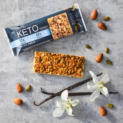ratio Keto Friendly Vanilla Almond Crunchy Bars Perspective: left