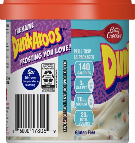 Betty Crocker DunkAroos Vanilla Frosting with Rainbow Sprinkles Perspective: left