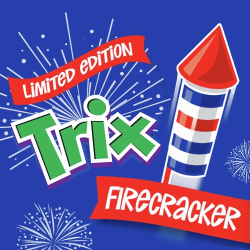 Trix Fireworks Fruity Breakfast Cereal with Marshmallows Perspective: left