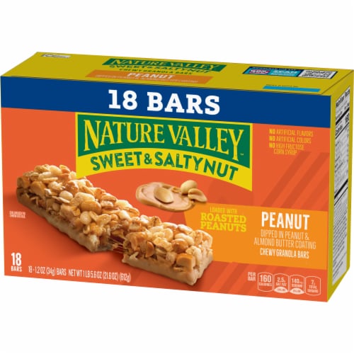 Nature Valley Whole Grain Peanut Sweet and Salty Nut Chewy Granola Bars Snacks Perspective: left