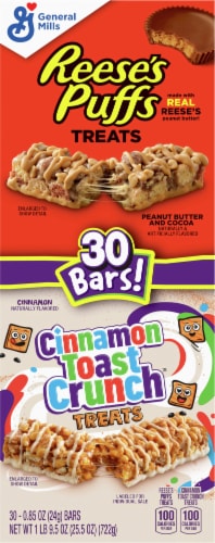 General Mills Reese's Puffs & Cinnamon Toast Crunch Treats Perspective: left