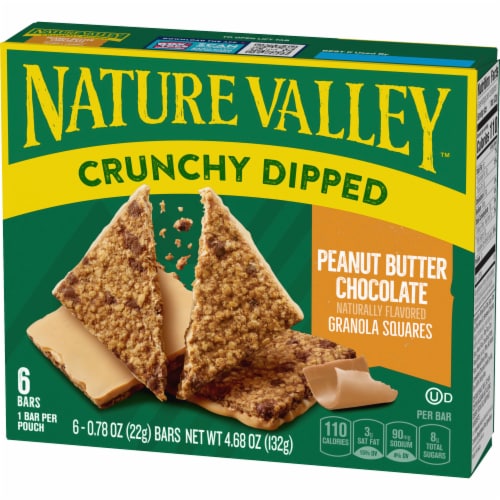Nature Valley Whole Grain Peanut Butter Chocolate Crunchy Dipped Granola Squares Perspective: left