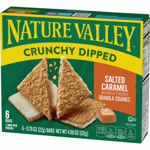 Nature Valley Whole Grain Salted Caramel Crunchy Dipped Granola Squares Lunch Box Snacks Perspective: left
