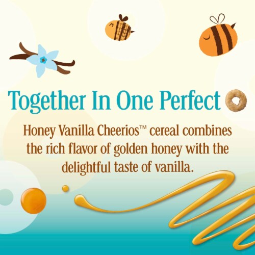 General Mills Honey Vanilla Cheerios Large Size Cereal Perspective: left