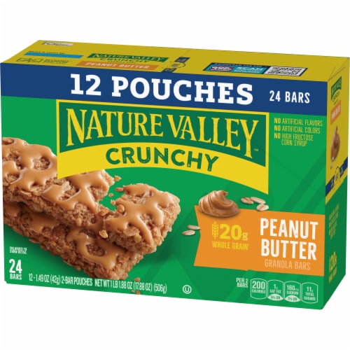Nature Valley Whole Grain Oats and Chocolate Crunchy Dipped Granola Squares Lunch Box Snacks Perspective: left