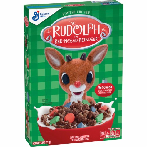 General Mills Rudolph the Red-Nosed Reindeer® Hot Cocoa Flavored Christmas Cereal Perspective: left