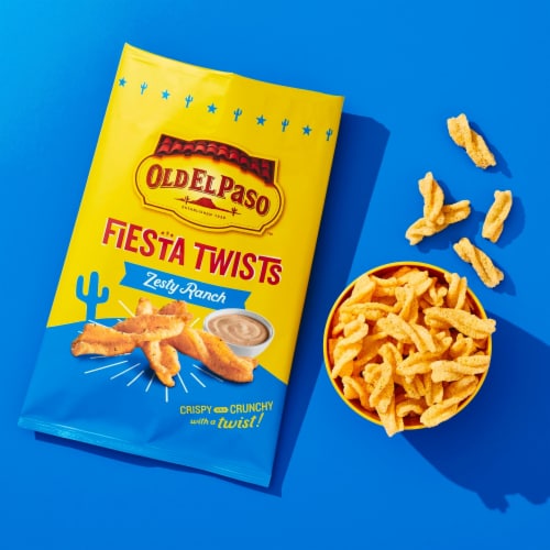 Old El Paso Zesty Ranch Fiesta Twists Crispy Corn Snacks Chips Bag Perspective: left
