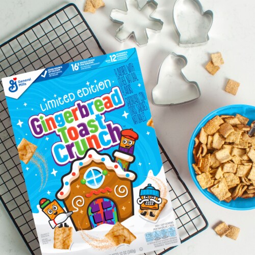 Gingerbread Toast Crunch Holiday Edition Breakfast Cereal Perspective: left