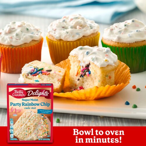 Betty Crocker™ Delights Super Moist™ Party Rainbow Chip Cake Mix Perspective: left