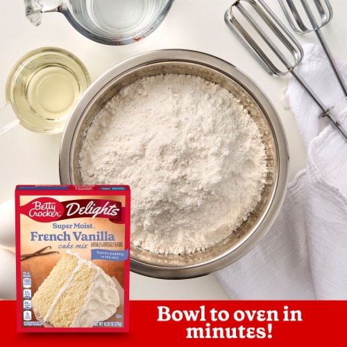 Betty Crocker Delights Super Moist French Vanilla Flavored Cake Mix Perspective: left