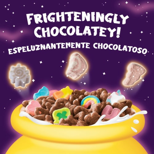 General Mills Chocolate Lucky Charms Halloween Cereal Perspective: left