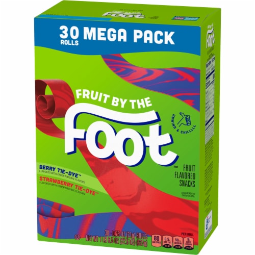 Fruit By the Foot Berry Tie-Dye and Strawberry Tie-Dye Fruit Flavored Snacks Perspective: left
