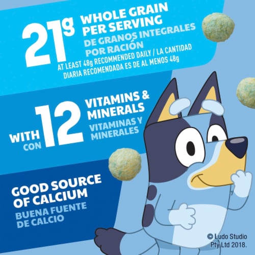 General Mills Bluey Crispy Corn Puffs Cereal Perspective: left