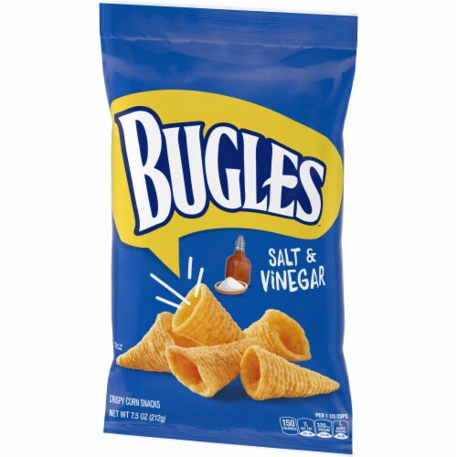 Bugles Salt and Vinegar Crispy Corn Snacks Perspective: left