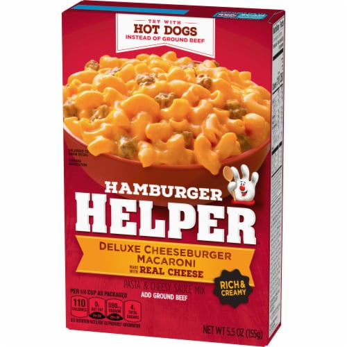 Hamburger Helper Deluxe Cheeseburger Macaroni Pasta & Cheesy Sauce Mix Perspective: left