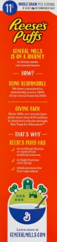 General Mills Reese's Puffs Cereal Family Size Perspective: left