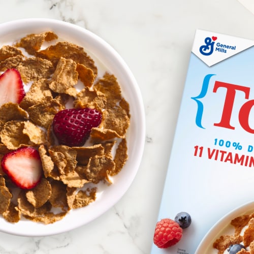 General Mills Total Wheat Flakes Cereal Perspective: left
