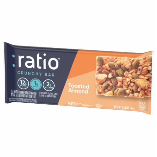 Ratio KETO Friendly Toasted Almond Crunchy Bars Perspective: left